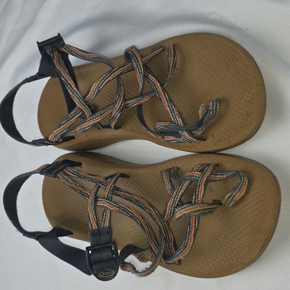 Chaco Sandals Women's Strappy Sandals Tan/Navy Red Adjustable Straps Sz 11 GUC - Picture 13 of 13